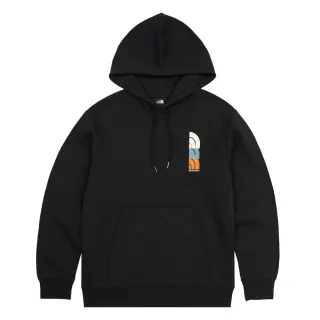 【The North Face 官方旗艦】北面男款黑色經典品牌印花設計長袖帽T｜8ATAJK3