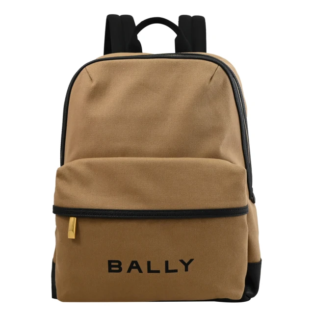 BALLY 簡約燙印LOGO帆布大旅用包商務包後背包(卡其)