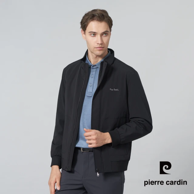 pierre cardin 皮爾卡登 商務休閒 男款 都會休閒立領鋪棉夾克外套-黑色(5245763-99)