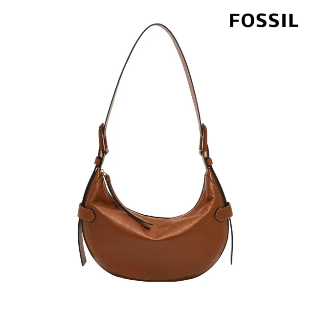 【FOSSIL】Harwell 真皮新月側背包-咖啡色 ZB1847200