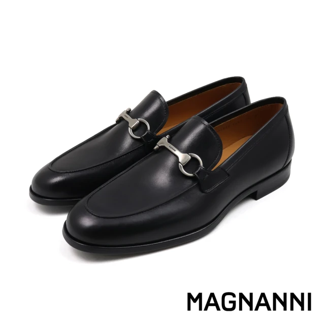 MAGNANNI 西班牙原廠手工馬銜扣造型樂福鞋 黑色(25925-BL)