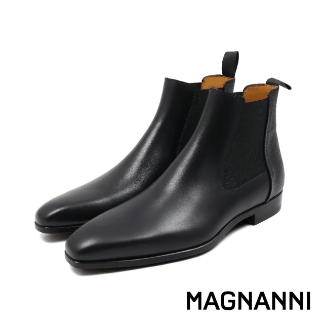 MAGNANNI 西班牙手工彈性拼接紋理造型切爾西靴 黑色(23456-BL)