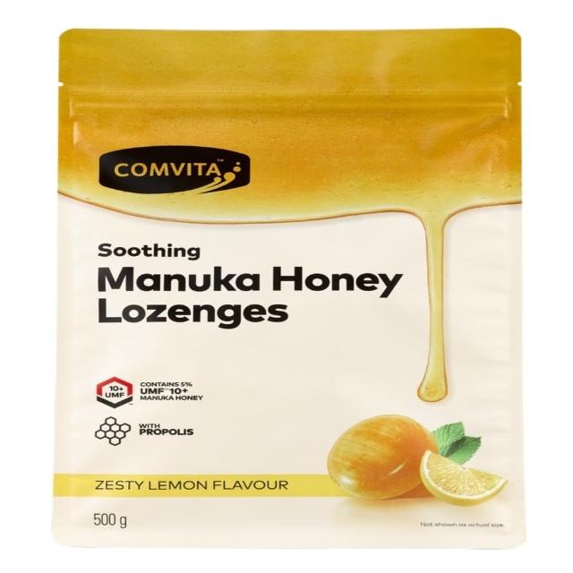 【Comvita 康維他】麥蘆卡蜂蜜潤喉糖檸檬口味(500公克經濟包)