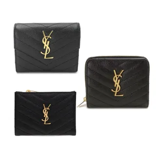 【Saint Laurent Paris】YSL V字縫線 黑色 短夾 皮夾 錢包