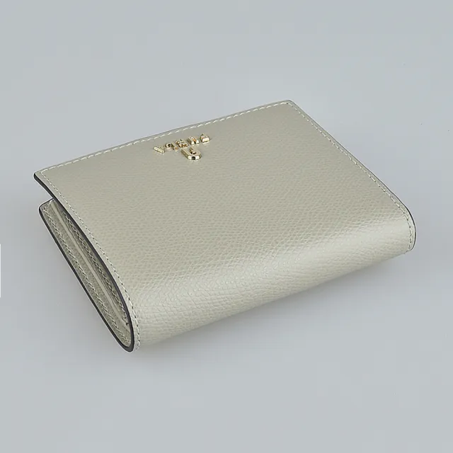 【FURLA 芙拉】FURLA CAMELIA拱門LOGO釦式4卡荔枝紋牛皮對折短夾(大理石灰)