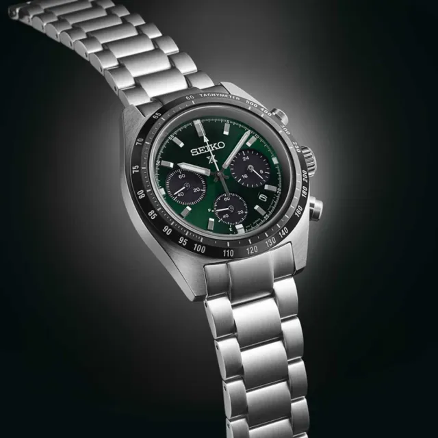 【SEIKO 精工】PROSPEX SPEEDTIMER 綠熊貓三眼太陽能計時錶-39mm 父親節 (V192-0AF0G SSC933P1)