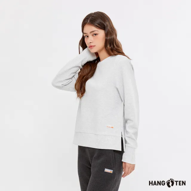【Hang Ten】女裝-恆溫多功能-坑條抗菌除臭開衩大學T(多色選)
