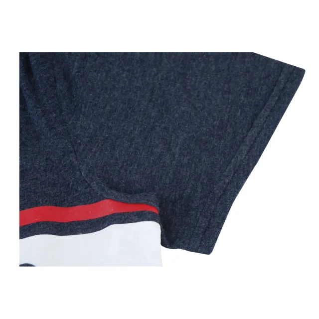 【HOLLISTER Co】HOLLISTER LOGO紅白紅條紋棉質混紡短袖T恤(男款/海軍藍)
