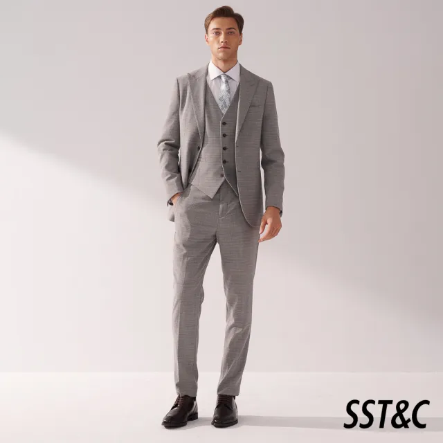 【SST&C】男裝 可機洗系列灰色紋理裁縫西裝外套00012409006(換季65折)