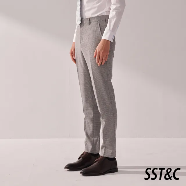 【SST&C】男裝 可機洗系列灰色紋理裁縫西裝褲00022409006(換季65折)