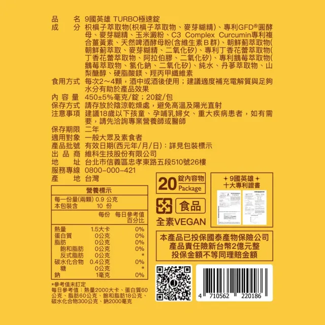 【JEROSSE 婕樂纖】9國英雄 極速錠 6包入(VIP優惠價 20錠/包 酒國英雄 第四代 超級TURBO)