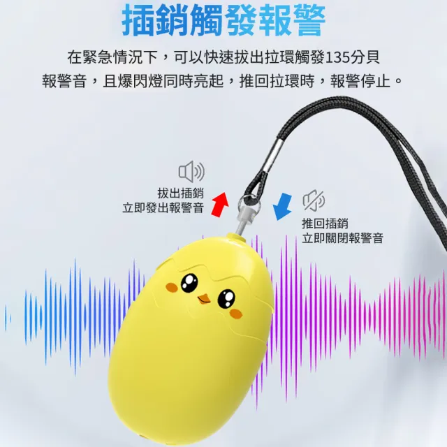 【媽媽咪呀】萌萌蛋防狼警報器 防身警報器 隨身警報器(130高分貝 應急照明 緊急求救報警器)