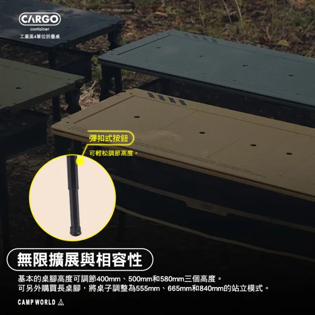 【Cargo】工業風4單位露營桌(桌板 IGT 單位桌 置物網袋 露營 逐露天下)
