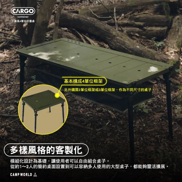 【Cargo】工業風4單位露營桌(桌板 IGT 單位桌 置物網袋 露營 逐露天下)