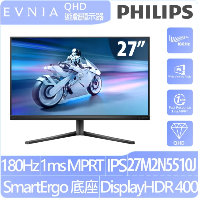 Philips 飛利浦 27M2N5510J 27型 IPS 180Hz 電競螢幕(DisplayHDR 400/Quad HD/1ms)