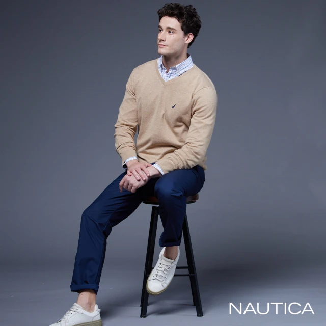 NAUTICA 男裝 防潑水素面休閒長褲(藍色)