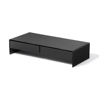 【MUJI 無印良品】鋼製螢幕置物架.附抽屜.寬型/深灰 約寬500×深230×高110 mm
