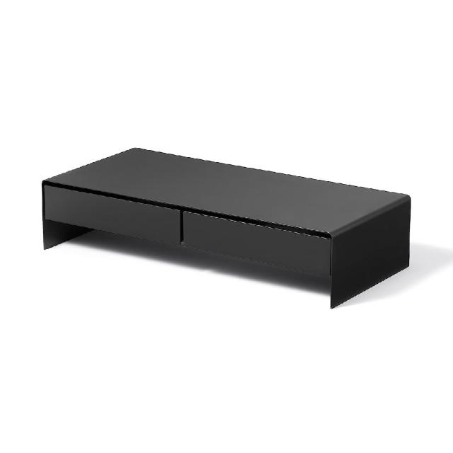 【MUJI 無印良品】鋼製螢幕置物架.附抽屜.寬型/深灰 約寬500×深230×高110 mm