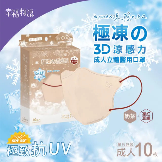 【BenQHealth 明基健康生活】幸福物語 極凍舘3D立體醫療口罩10片/盒x4盒(瞬間涼感 成人、XL雙尺寸)