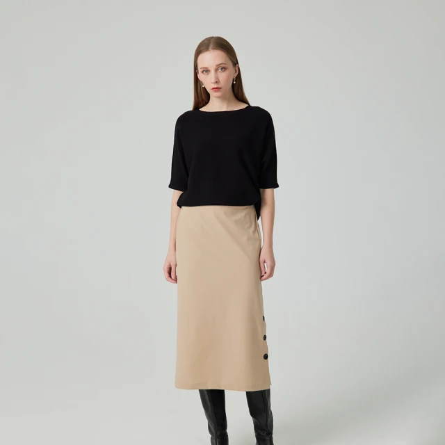 【giordano ladies】單邊墜釦中長裙(02464506)