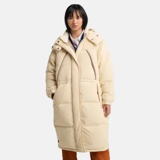 【Timberland 官方旗艦】女款象牙色防潑水再生羽絨長版大衣(A5ZC3EFL)