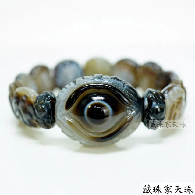 【藏珠家】精品財咒天眼+黑袍金剛護法天珠手鍊-手排