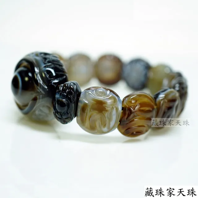 【藏珠家】精品財咒天眼+黑袍金剛護法天珠手鍊-手排