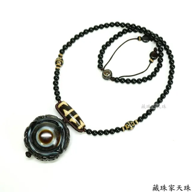 【藏珠家】精品50mm財咒天眼+虎牙天珠項鍊
