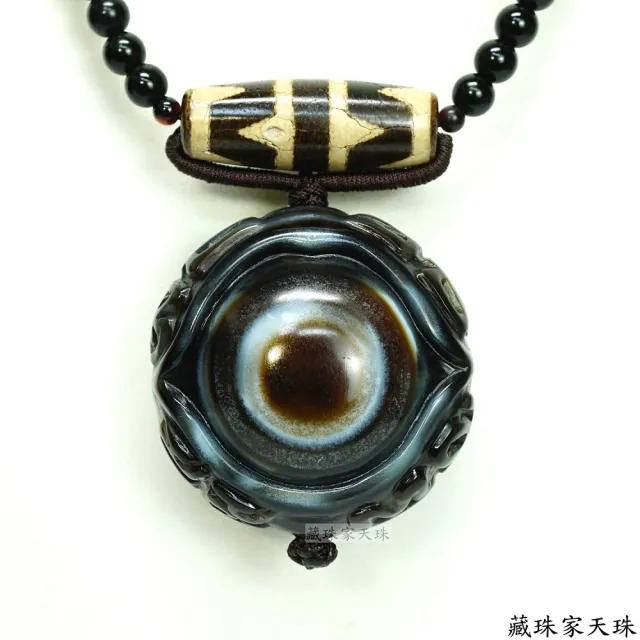 【藏珠家】精品50mm財咒天眼+虎牙天珠項鍊