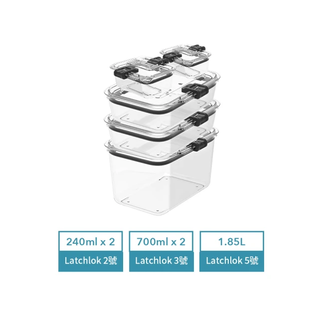 Prepara Latchlok系列TRITAN可微波保鮮盒5件組-240mlx2+700mlx2+1.85L(限定B)