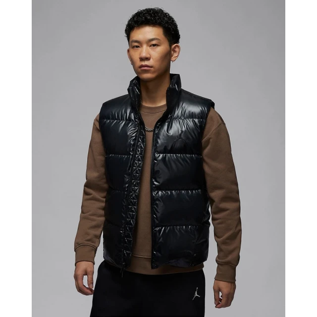 NIKE 耐吉 喬丹 鋪棉背心 保暖背心 男款 AS M J FLIGHT DOWN VEST 黑色(FV7274010)