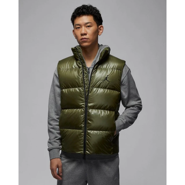 NIKE 耐吉 喬丹 鋪棉背心 保暖背心 男款 AS M J FLIGHT DOWN VEST 綠色(FV7274222)