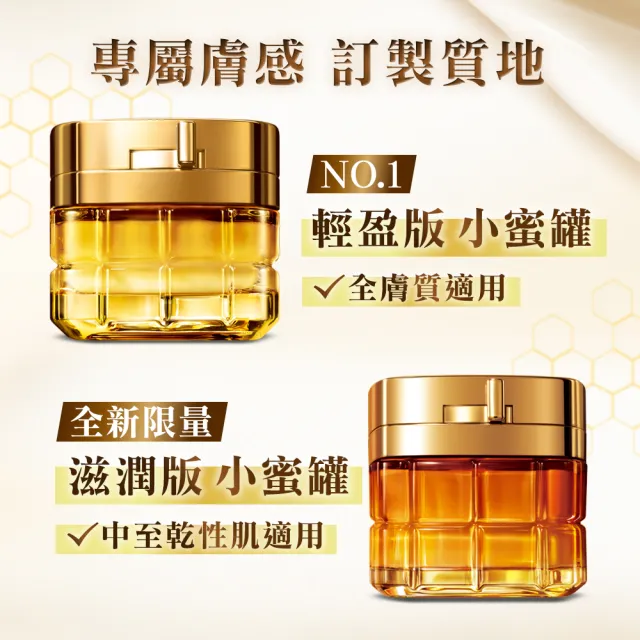 【LOREAL Paris 巴黎萊雅】金致臻顏小蜜罐奢養經典組(花蜜奢養面霜輕盈版/滋潤版60ml+精華露130ml)