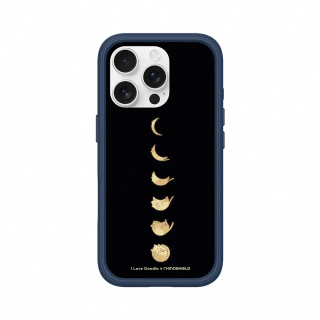 【RHINOSHIELD 犀牛盾】iPhone 16系列 Mod NX手機殼/I Love Doodle-貓咪月象-黑(I Love Doodle)