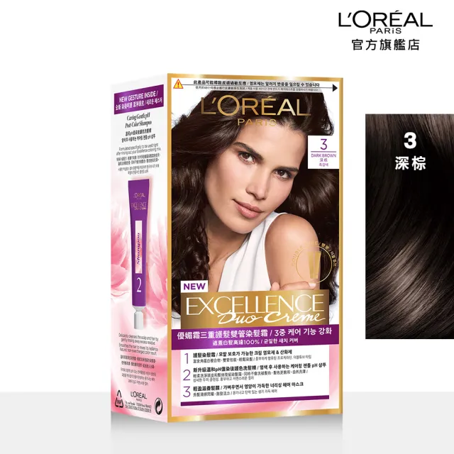 【LOREAL Paris 巴黎萊雅】買1送1-優媚霜三重護髮染髮霜/雙管染髮霜 2入組(染髮/持久遮白)