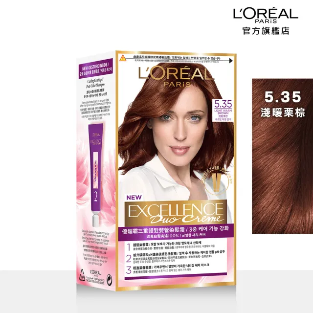 【LOREAL Paris 巴黎萊雅】買1送1-優媚霜三重護髮染髮霜/雙管染髮霜 2入組(染髮/持久遮白)