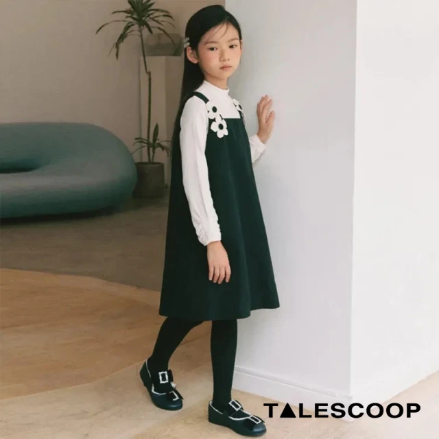 TALESCOOP 童裝-白色小花洋裝(黑色)