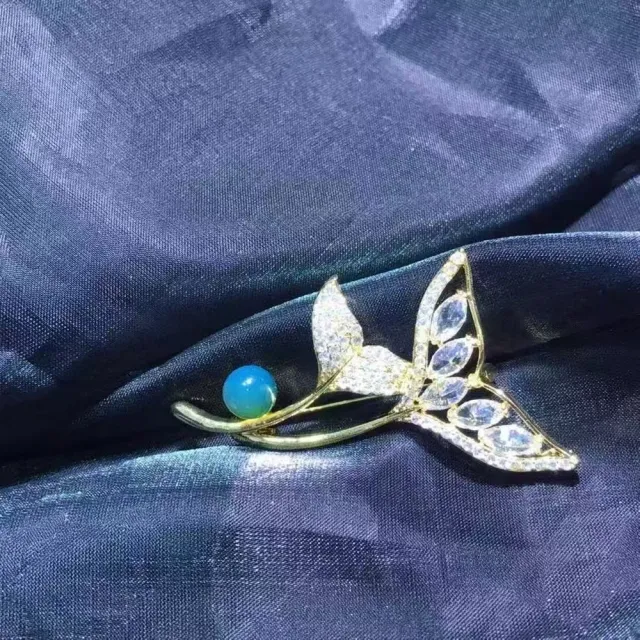 【勝弘珠寶】多明尼加藍珀幸運胸針-7mm