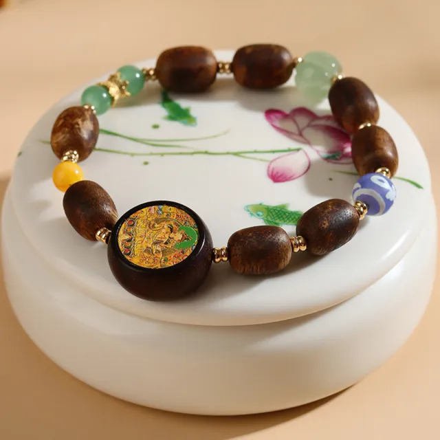 【禧禧珠寶】沉香木綠度母圓牌手鍊