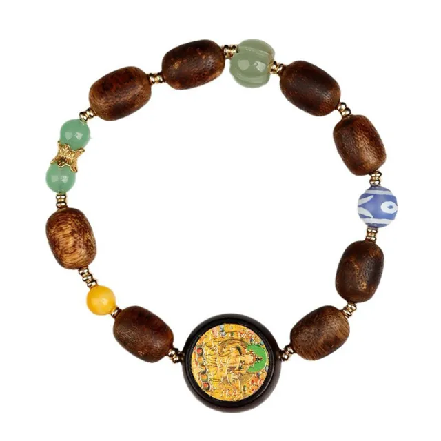 【禧禧珠寶】沉香木綠度母圓牌手鍊