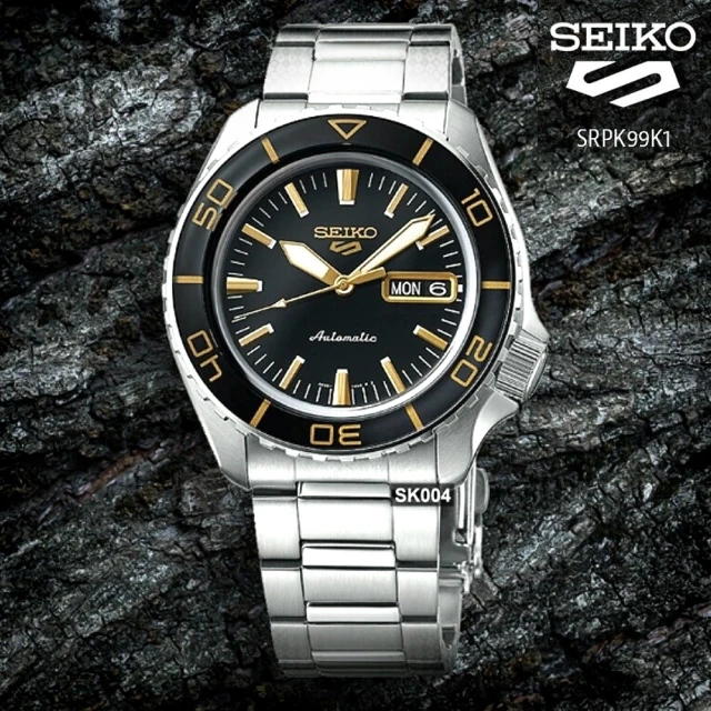 SEIKO 精工 5 SPORTS系列 運動機械錶42.5㎜黑金面款 SK004(SRPK99K1/4R36-16D0D)