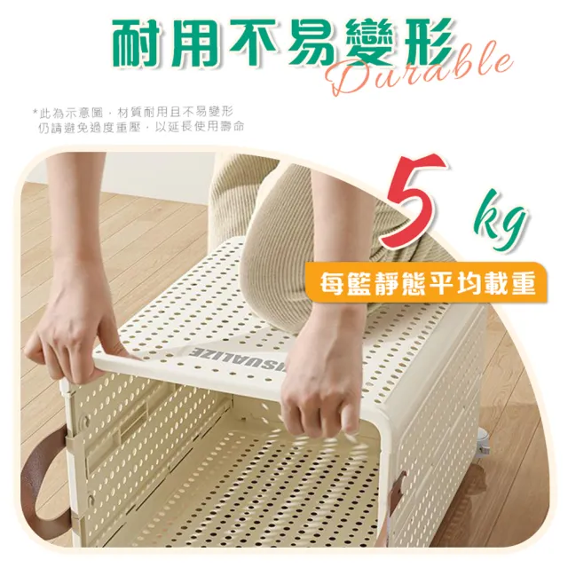 【居家cheaper】51L大容量摺疊透氣髒衣籃-附輪組LB53L-WT(洗衣籃 置物籃 菜籃 購物籃 收納籃 塑膠籃推車)
