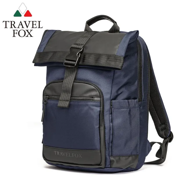 【TRAVEL FOX 旅狐】簡約雙層主袋收納筆電後背包 (TB827-05 藍)