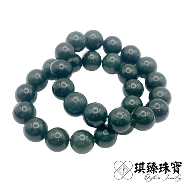 【琪臻珠寶】天然和田玉青玉圓珠手珠手串(13mm圓珠_和闐玉_塔青手串_隨機出貨_618狂歡節_限時搶購)