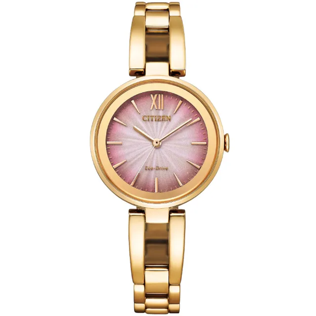 【CITIZEN 星辰】LADYS 光動能唯美氣質手鍊式女錶/漸層粉28mm(EM0809-83Z)