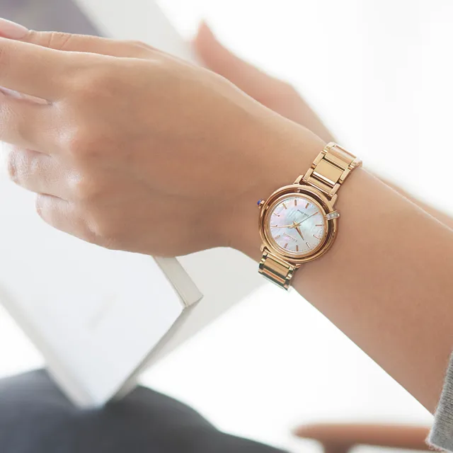 【CITIZEN 星辰】L系列 夢幻璀璨鑽石光動能石英錶女錶-金/31.2mm 雙11(EM1093-61D)送禮
