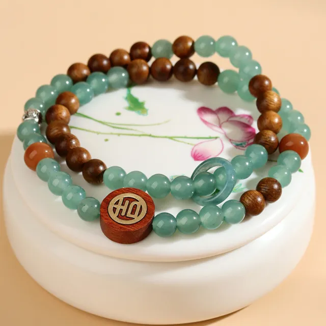 【禧禧珠寶】藍水沉香木雙圈手鍊