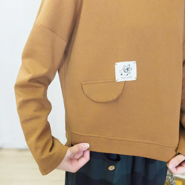 【Hana Mokuba】花木馬日系女裝寬鬆落肩不對稱剪裁休閒大學T(T恤)