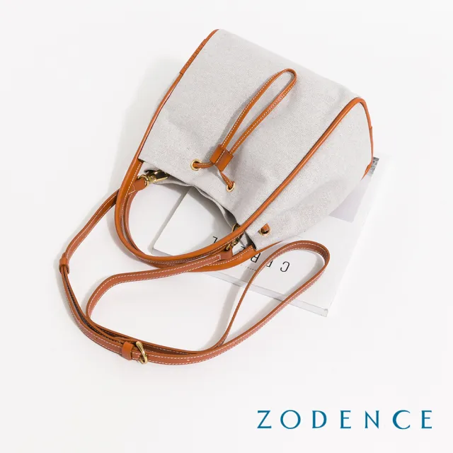 【ZODENCE 佐登司】DION德國帆布框型抽繩手提斜背包(貴族白)