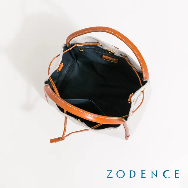 【ZODENCE 佐登司】DION德國帆布框型抽繩手提斜背包(貴族白)